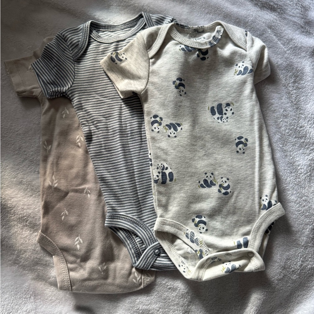 Carter's Gray and Cream Baby Onesie Bodysuits Set